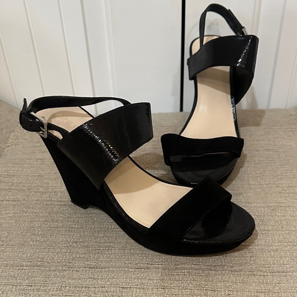 Nine West Black Wedge Sandals
